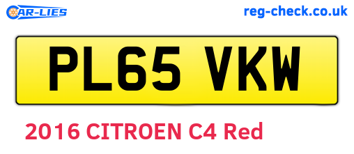 PL65VKW are the vehicle registration plates.