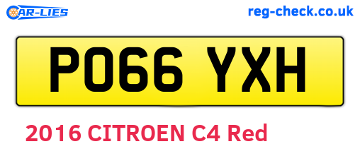 PO66YXH are the vehicle registration plates.