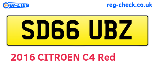 SD66UBZ are the vehicle registration plates.