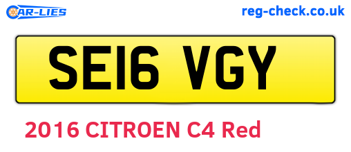 SE16VGY are the vehicle registration plates.
