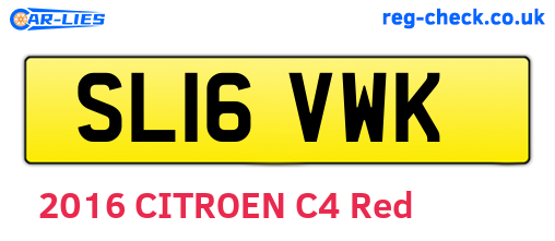 SL16VWK are the vehicle registration plates.
