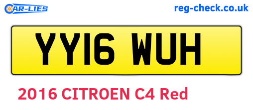 YY16WUH are the vehicle registration plates.