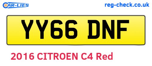 YY66DNF are the vehicle registration plates.