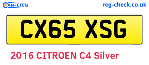 CX65XSG are the vehicle registration plates.