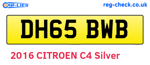 DH65BWB are the vehicle registration plates.