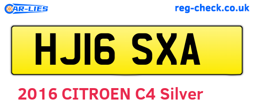 HJ16SXA are the vehicle registration plates.