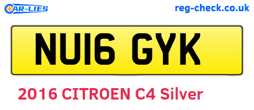 NU16GYK are the vehicle registration plates.
