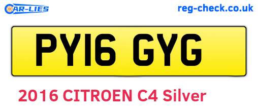 PY16GYG are the vehicle registration plates.