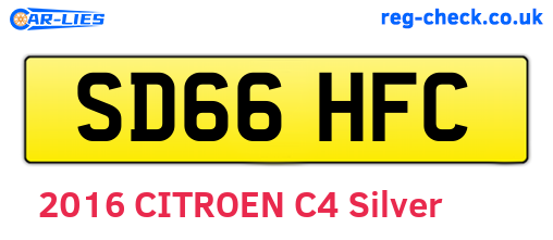 SD66HFC are the vehicle registration plates.
