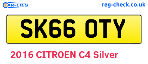 SK66OTY are the vehicle registration plates.