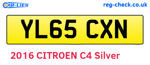 YL65CXN are the vehicle registration plates.