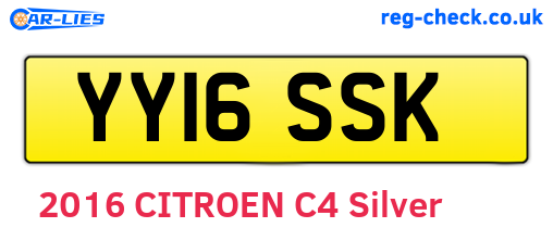 YY16SSK are the vehicle registration plates.