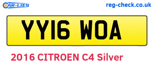 YY16WOA are the vehicle registration plates.