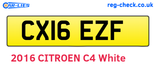 CX16EZF are the vehicle registration plates.