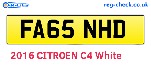 FA65NHD are the vehicle registration plates.