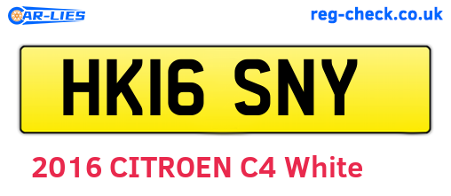 HK16SNY are the vehicle registration plates.