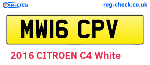 MW16CPV are the vehicle registration plates.