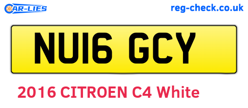 NU16GCY are the vehicle registration plates.