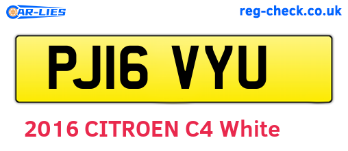 PJ16VYU are the vehicle registration plates.