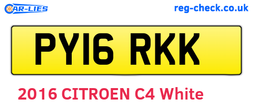 PY16RKK are the vehicle registration plates.