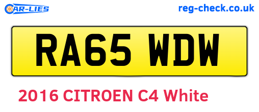 RA65WDW are the vehicle registration plates.