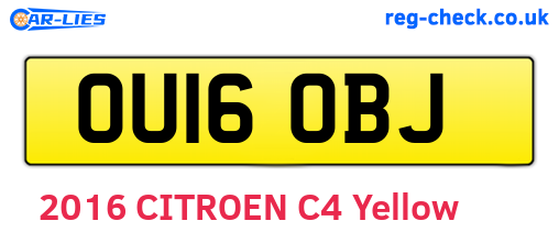 OU16OBJ are the vehicle registration plates.