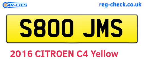 S800JMS are the vehicle registration plates.