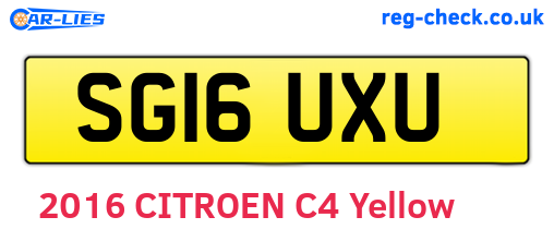 SG16UXU are the vehicle registration plates.