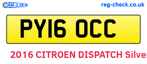 PY16OCC are the vehicle registration plates.
