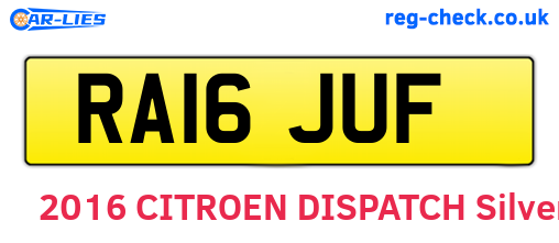 RA16JUF are the vehicle registration plates.