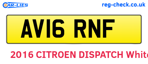 AV16RNF are the vehicle registration plates.