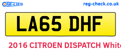 LA65DHF are the vehicle registration plates.