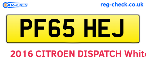 PF65HEJ are the vehicle registration plates.