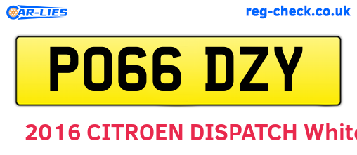 PO66DZY are the vehicle registration plates.