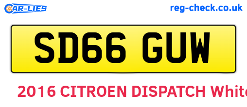 SD66GUW are the vehicle registration plates.