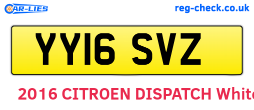 YY16SVZ are the vehicle registration plates.