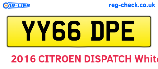 YY66DPE are the vehicle registration plates.