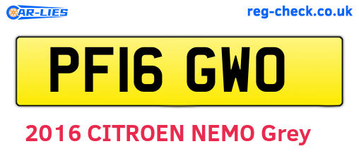 PF16GWO are the vehicle registration plates.