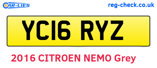 YC16RYZ are the vehicle registration plates.