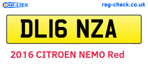 DL16NZA are the vehicle registration plates.