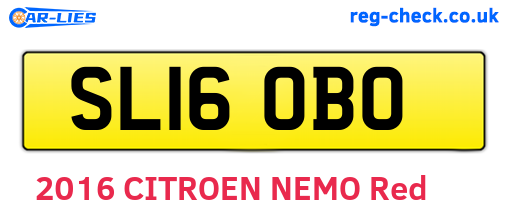 SL16OBO are the vehicle registration plates.