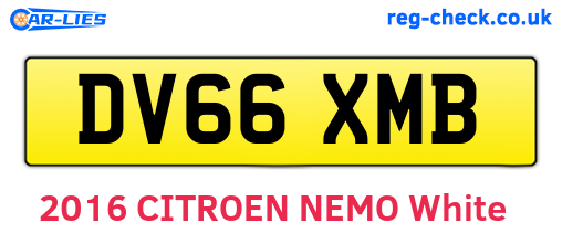 DV66XMB are the vehicle registration plates.