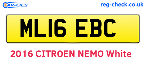 ML16EBC are the vehicle registration plates.