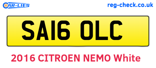 SA16OLC are the vehicle registration plates.