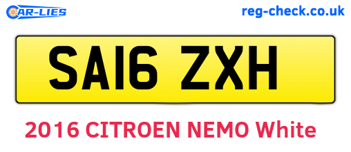 SA16ZXH are the vehicle registration plates.