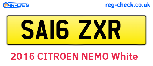 SA16ZXR are the vehicle registration plates.