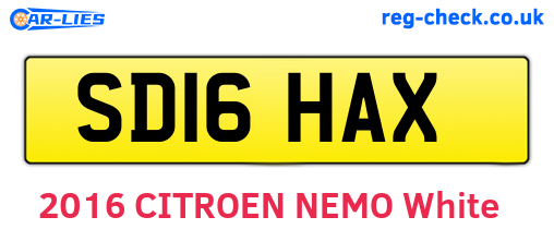 SD16HAX are the vehicle registration plates.