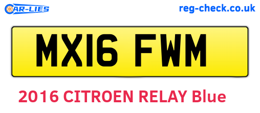 MX16FWM are the vehicle registration plates.