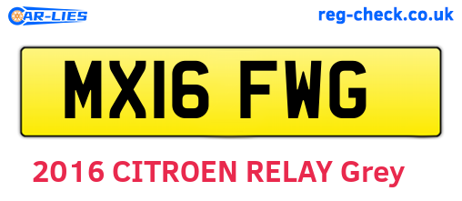 MX16FWG are the vehicle registration plates.