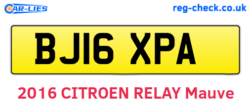 BJ16XPA are the vehicle registration plates.